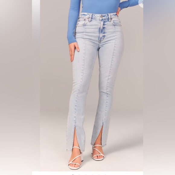 Abercrombie & fitch light Blue Women's front slit skinny leg Jeans - Picture 1 of 4